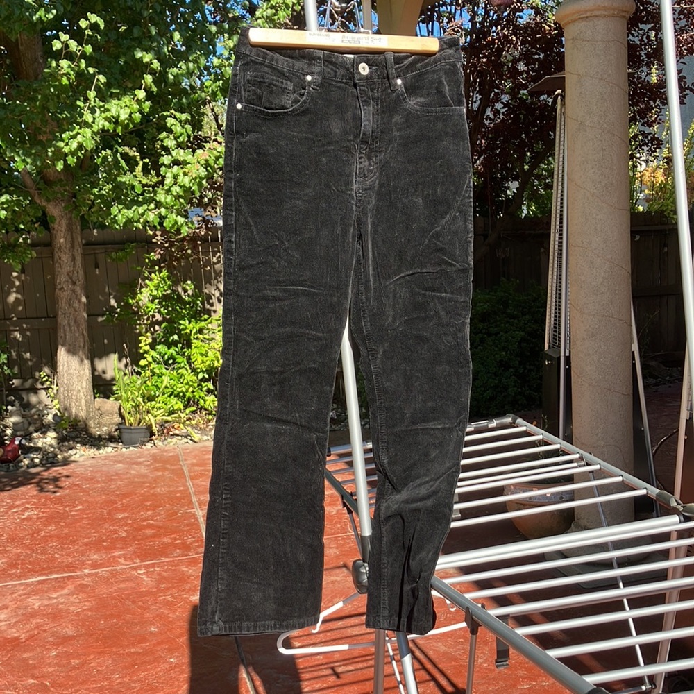 Cotton On Courdoroy High-Rise Flare Black Pants